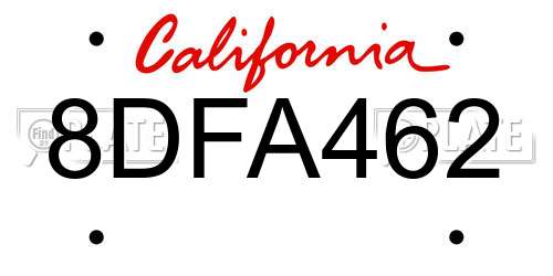 8DFA462 California License Plate
