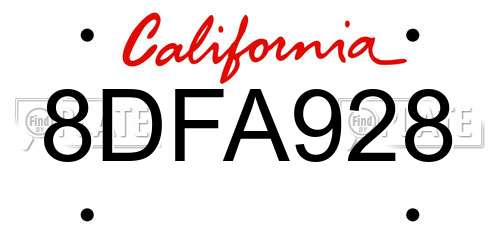 8DFA928 California License Plate