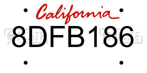 8DFB186 California License Plate