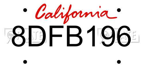 8DFB196 California License Plate