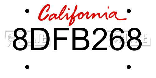 8DFB268 California License Plate