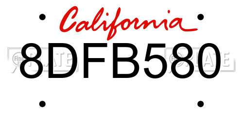 8DFB580 California License Plate