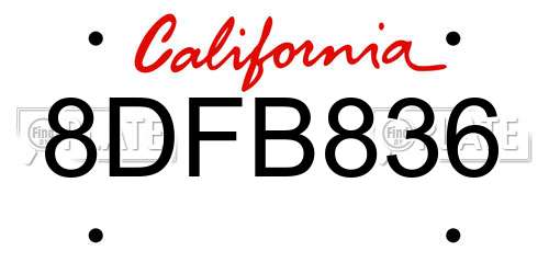 8DFB836 California License Plate