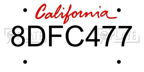 8DFC477 California License Plate