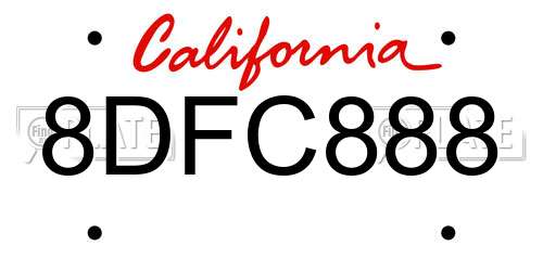 8DFC888 California License Plate