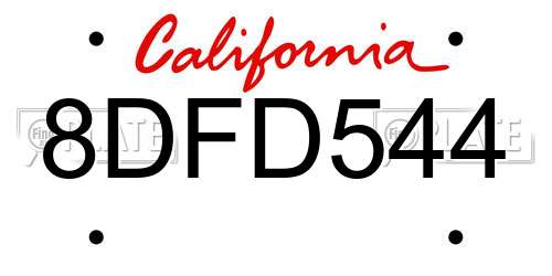 8DFD544 California License Plate
