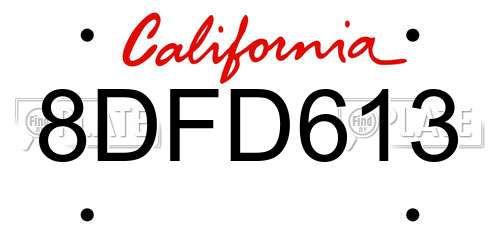 8DFD613 California License Plate