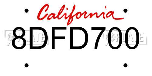 8DFD700 California License Plate
