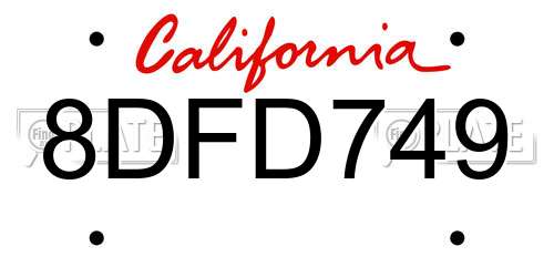 8DFD749 California License Plate