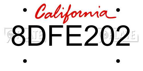 8DFE202 California License Plate
