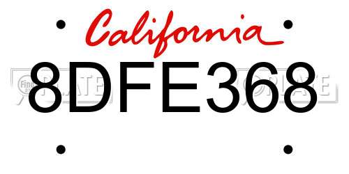 8DFE368 California License Plate