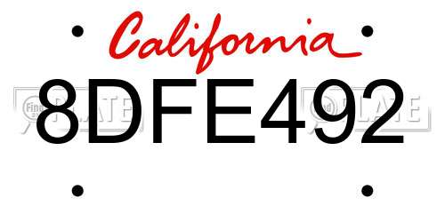 8DFE492 California License Plate