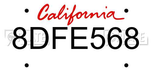 8DFE568 California License Plate