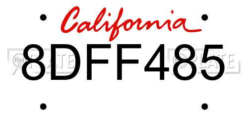 8DFF485 California License Plate