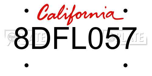 8DFL057 California License Plate