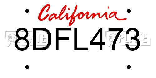 8DFL473 California License Plate