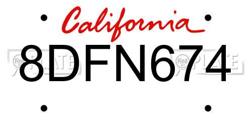 8DFN674 California License Plate