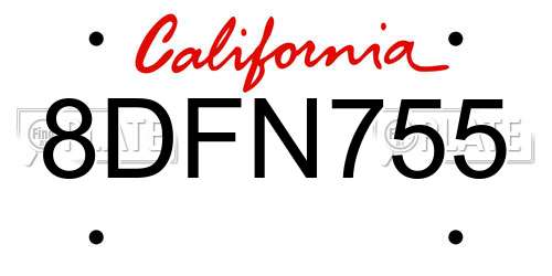 8DFN755 California License Plate