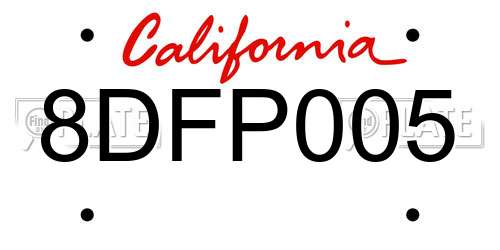 8DFP005 California License Plate