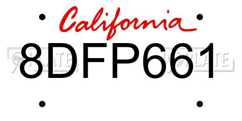 8DFP661 California License Plate