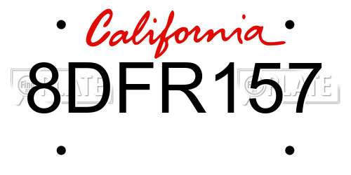 8DFR157 California License Plate