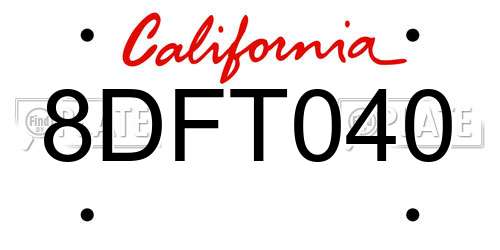 8DFT040 California License Plate