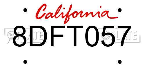 8DFT057 California License Plate