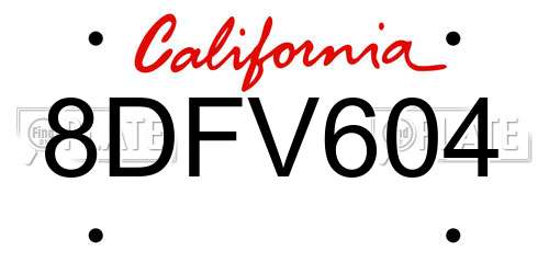 8DFV604 California License Plate