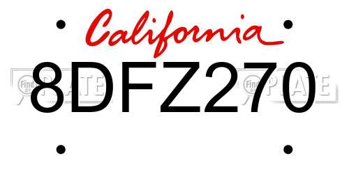 8DFZ270 California License Plate