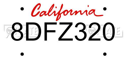 8DFZ320 California License Plate