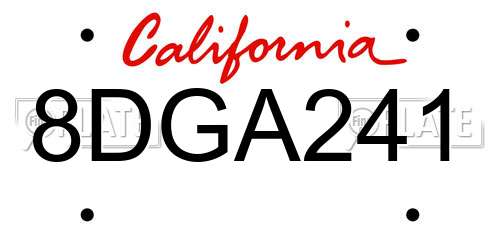 8DGA241 California License Plate