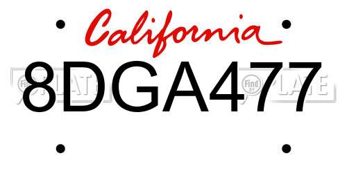 8DGA477 California License Plate