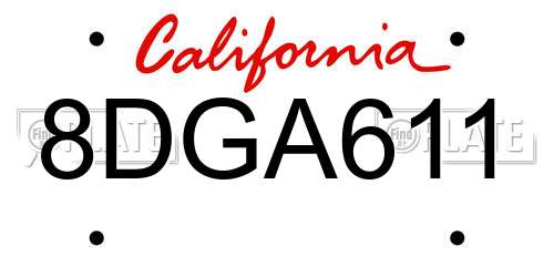 8DGA611 California License Plate