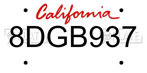 8DGB937 California License Plate
