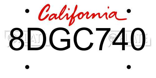 8DGC740 California License Plate