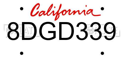8DGD339 California License Plate
