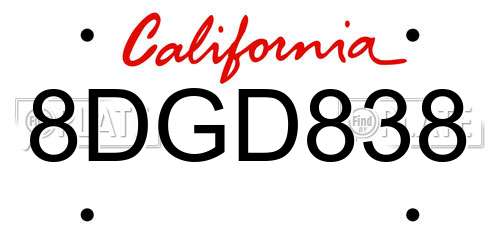 8DGD838 California License Plate
