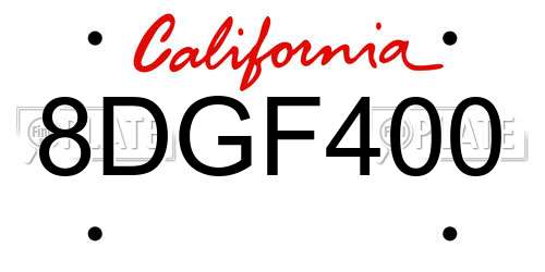 8DGF400 California License Plate