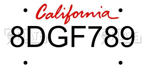 8DGF789 California License Plate