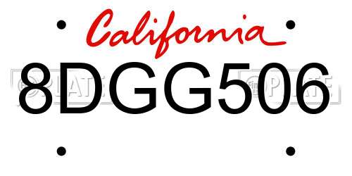 8DGG506 California License Plate