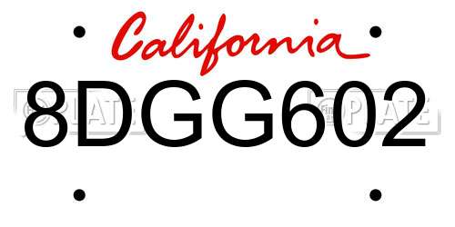 8DGG602 California License Plate