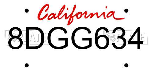 8DGG634 California License Plate