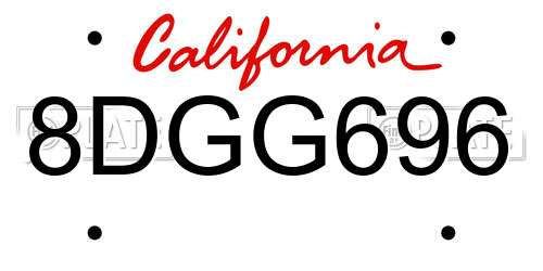 8DGG696 California License Plate