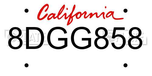 8DGG858 California License Plate