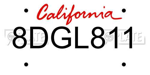 8DGL811 California License Plate
