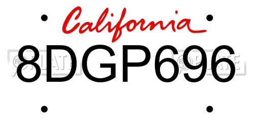 8DGP696 California License Plate