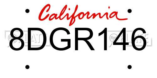 8DGR146 California License Plate