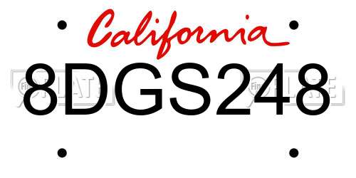 8DGS248 California License Plate