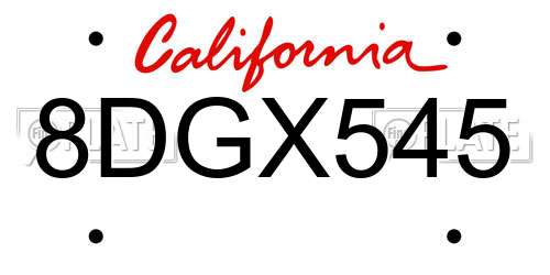 8DGX545 California License Plate