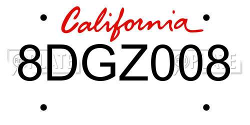 8DGZ008 California License Plate
